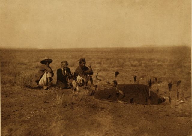 Navajo men at Yebichai sweat
